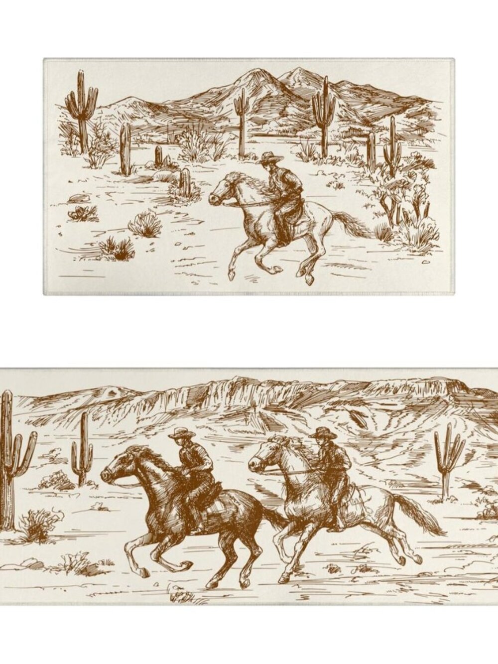 Western Country Kitchen Rugs Set of 2, Farmhouse Kitchen Mats for Floor